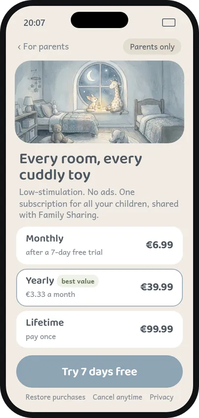 The subscription screen with prices